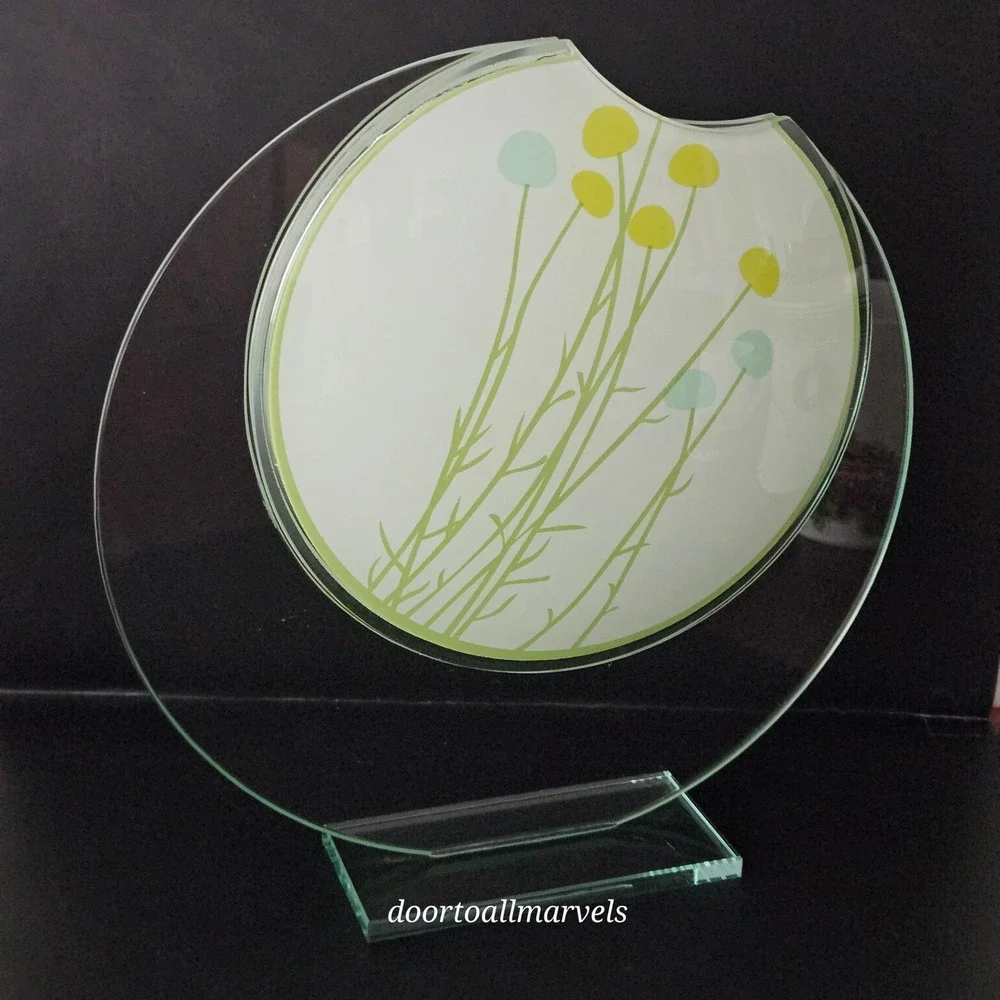 VTG Suspended Art Glass Vase Botanical Allium Floral 10.75